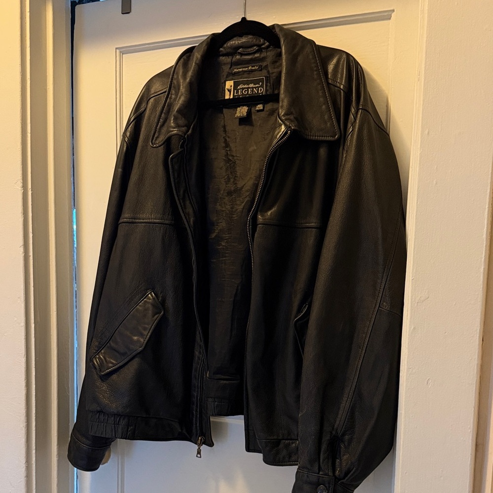 Eddie Bauer Black Leather Bomber Jacket